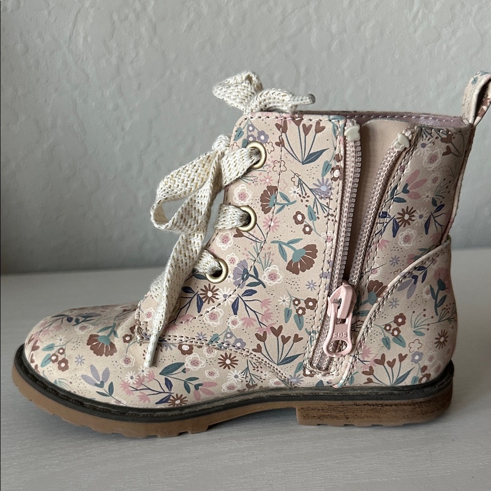 Cat & Jack Brand Floral Cream Kids Boots - Picture 4 of 7
